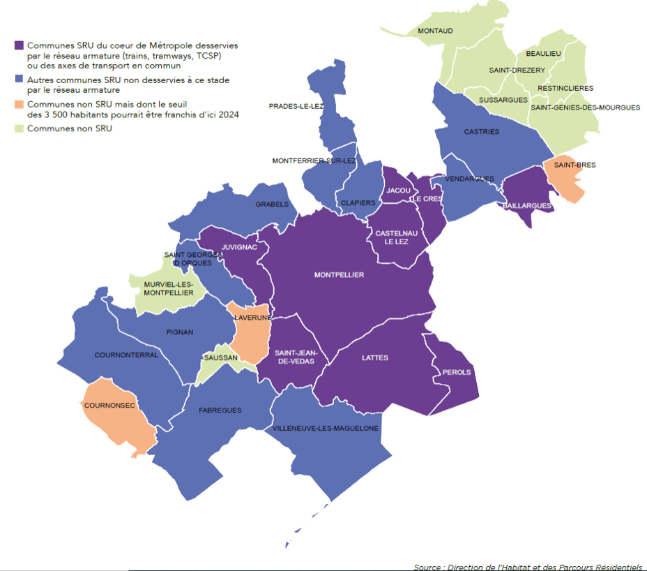 Objectifs de production de logement social à Montpellier Méditerranée Métropole.
